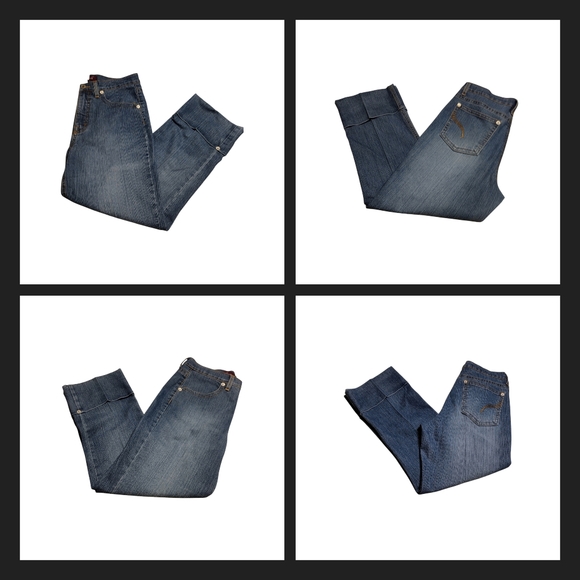 Gloria Vanderbilt Blue High Rise Mom Jeans Pre-Rolled Capris Size 8! - Picture 5 of 16